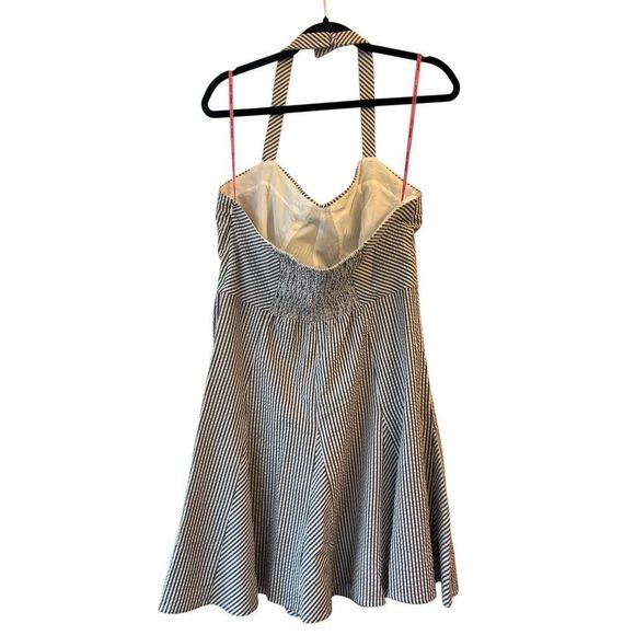 Betsy Johnson Seersucker Striped Mini Fit & Flare Halter Dress size XL Beach Swi - Picture 2 of 7